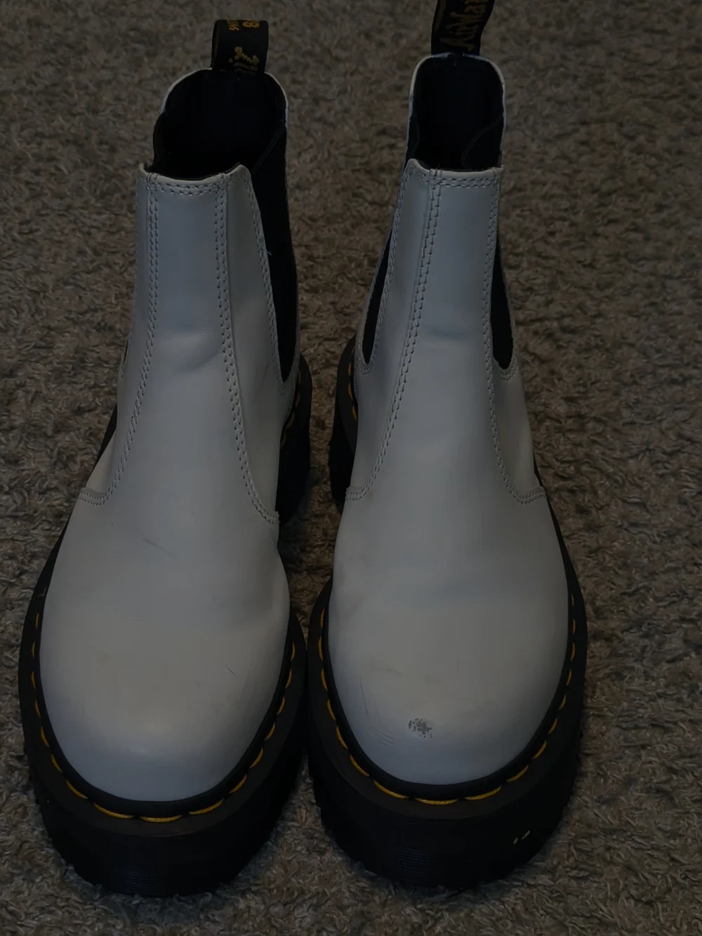 Dr Martens 2976 Quad White Leather Platform Chelsea Boots UK 5 US W7 Grunge Y2K